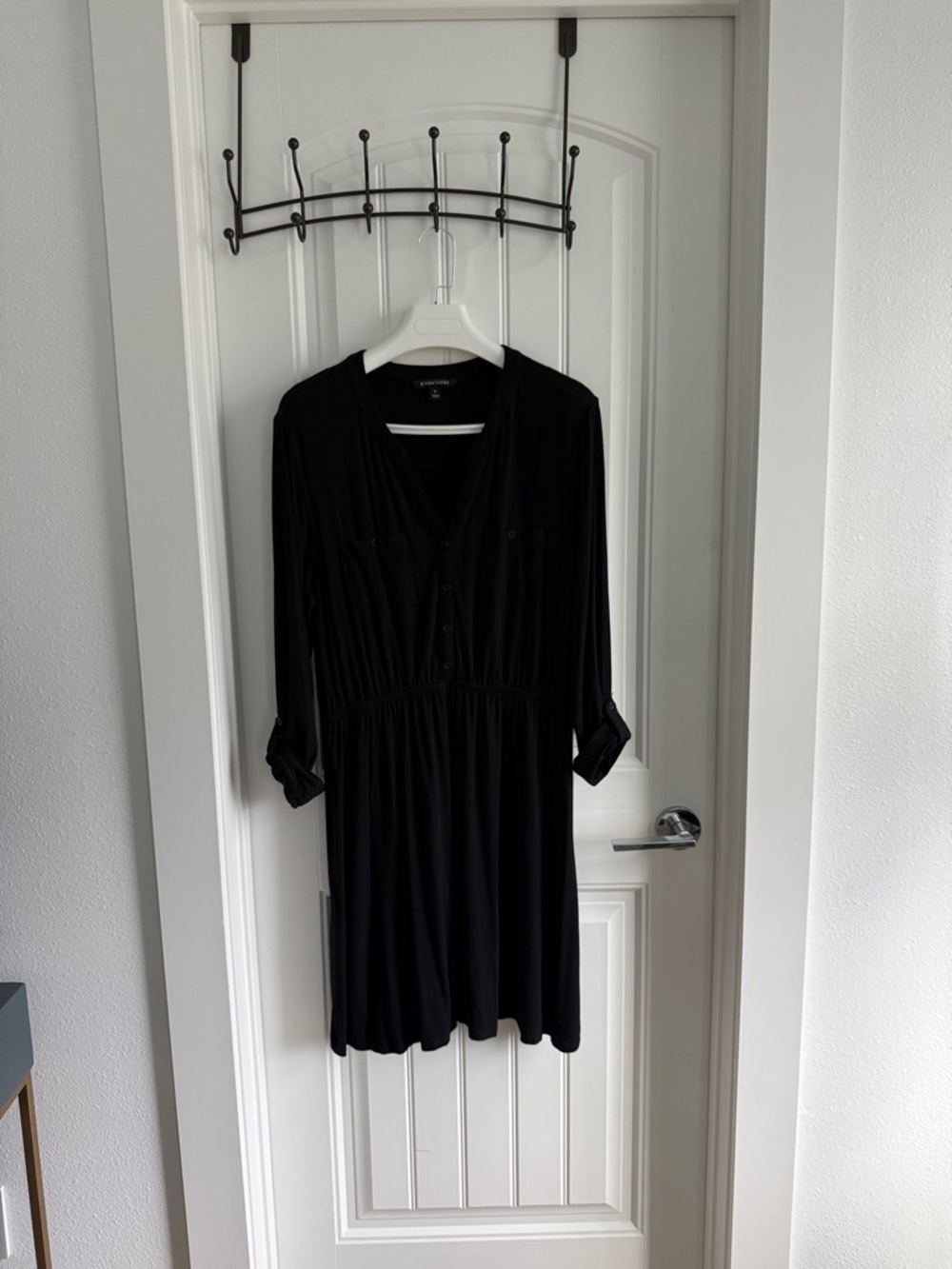 41 Hawthorn Black Long-Sleeve Button-Front Dress
